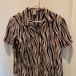 Blk and Brown Tiger print blouse  Size PM
